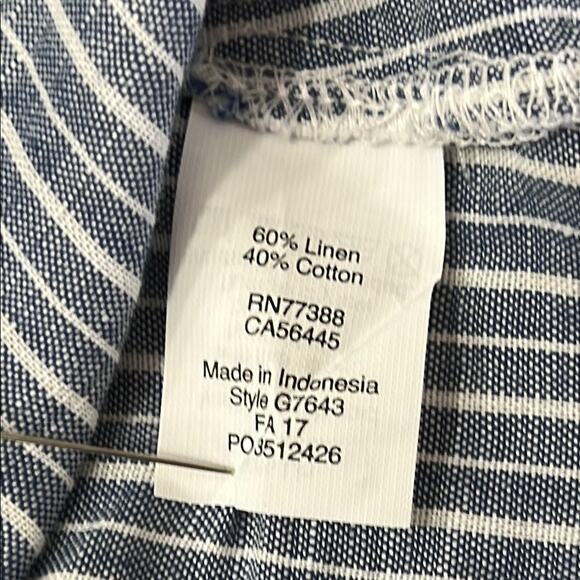 J. Crew Blue Striped Sleeveless Blouse with Ruffled Details Woman Size Small - Picture 6 of 10